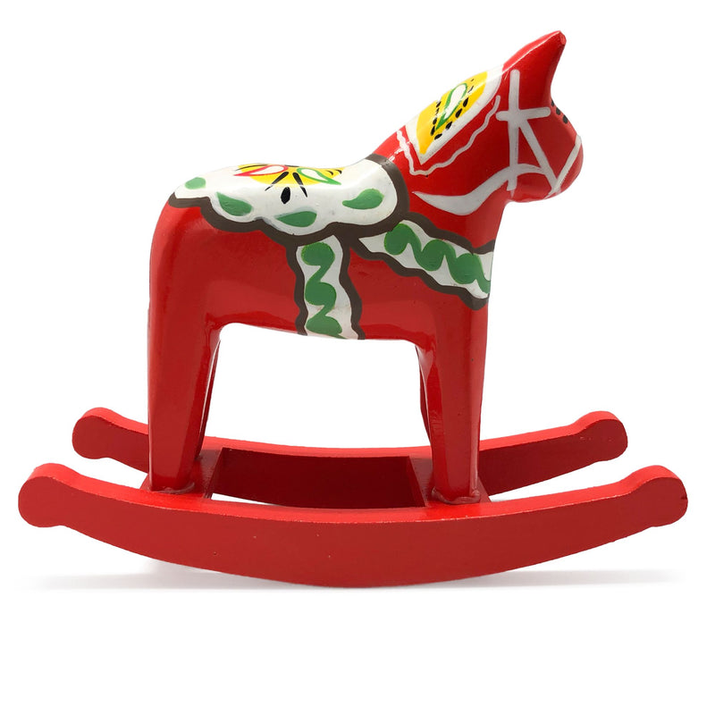 Swedish Themed Wood Rocking Horse with Red Dala Horse