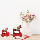 Swedish Themed Dala Horse Pull Toy With Two Dala Horses