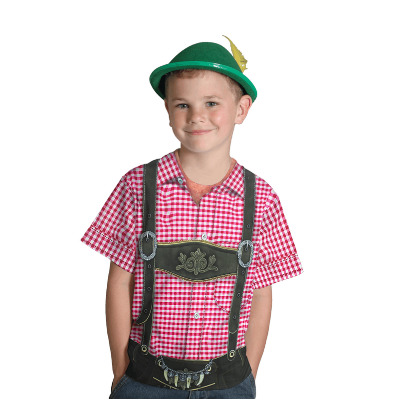 Euro Themed Costume Youth Lederhosen Realistic Faux Shirt