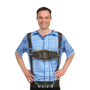 Euro Themed Costume Lederhosen Realistic Faux Blue Shirt