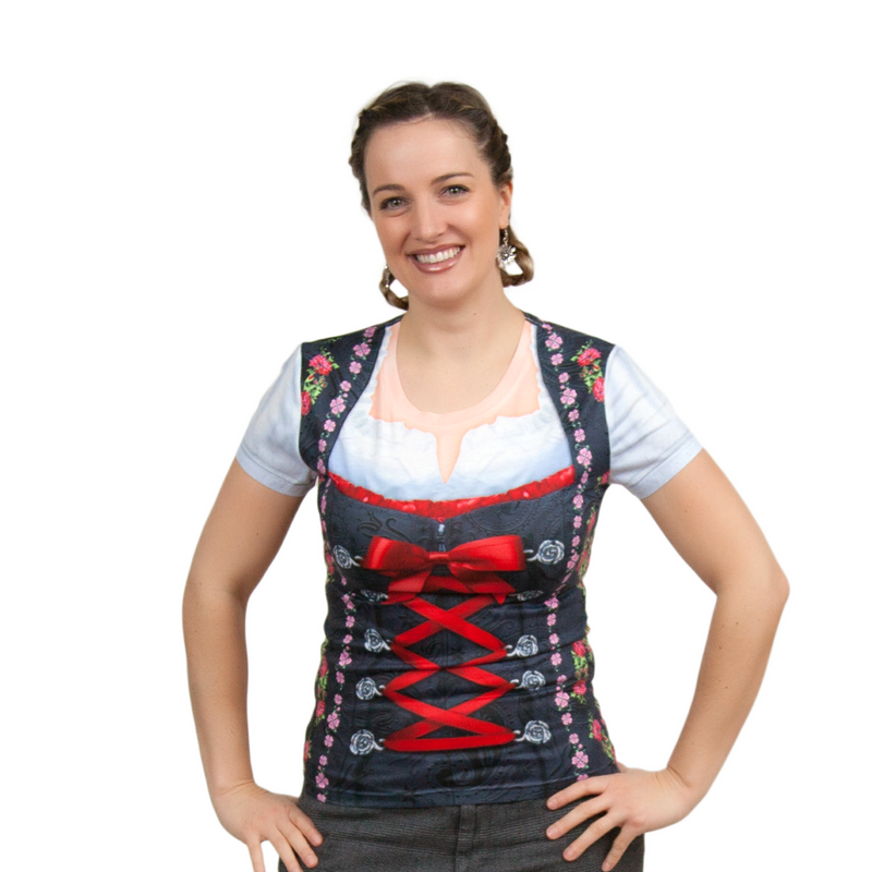 Euro Themed Costume Dirndl Realistic Faux Edelweiss Shirt