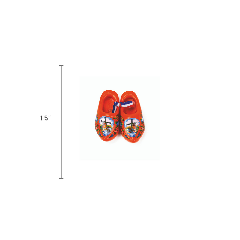 Orange Windmill Design Wooden Doll Shoes