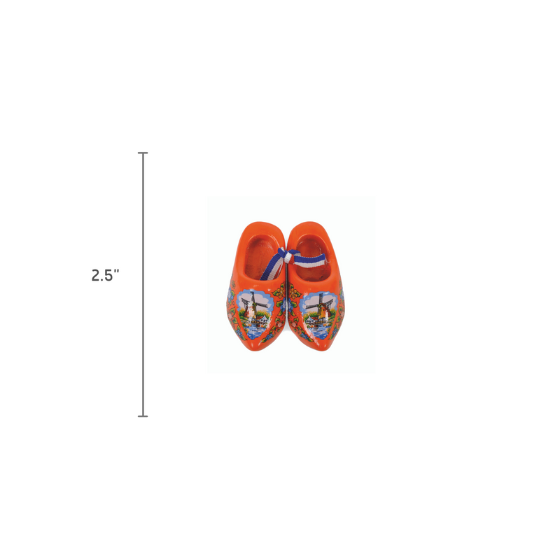 Orange Windmill Design Wooden Doll Shoes