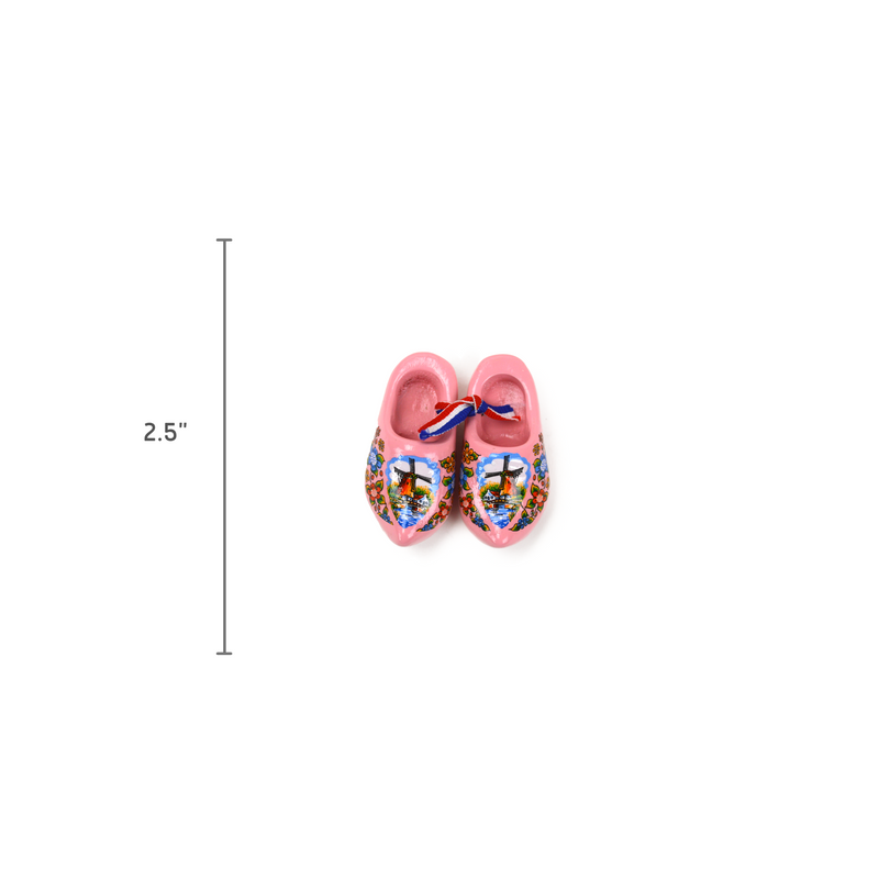 Pink Windmill Design Wooden Doll Shoes