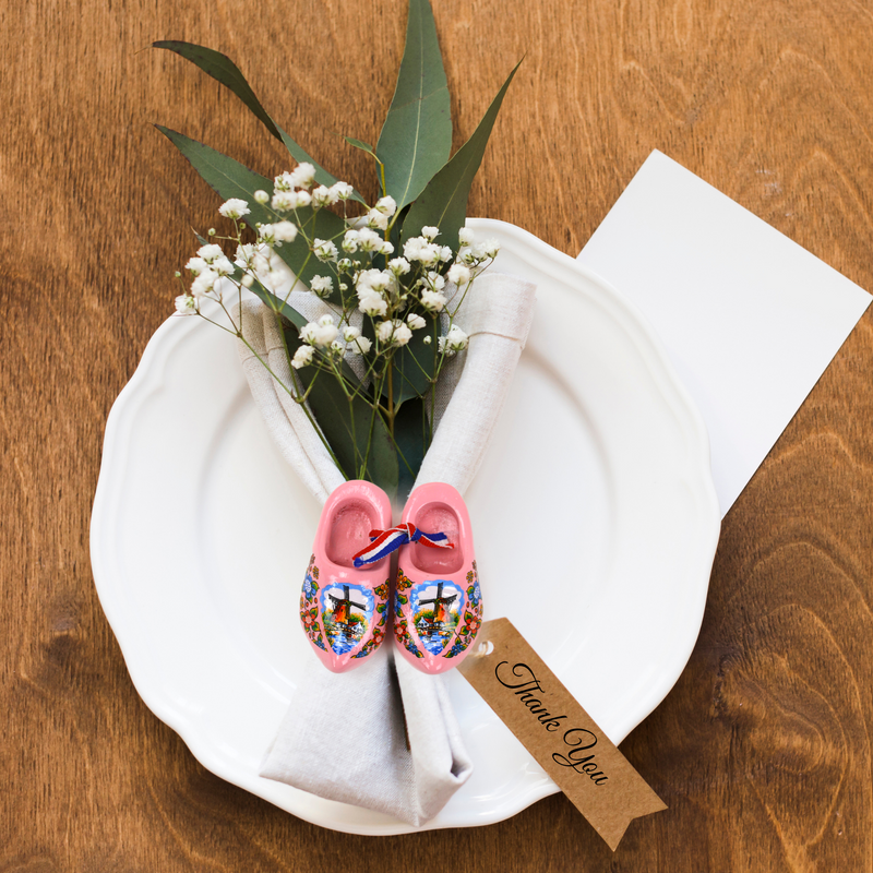 Pink Windmill Design Wooden Doll Shoes