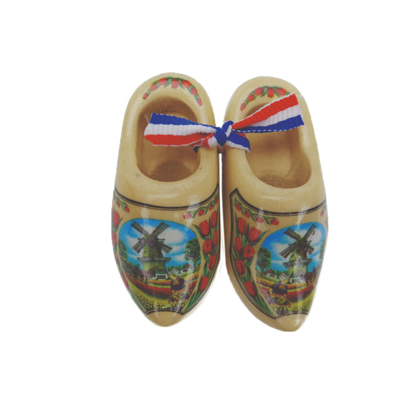 Decorative Wooden Shoe Clogs Landscape Design Natural Tulips 3.25"