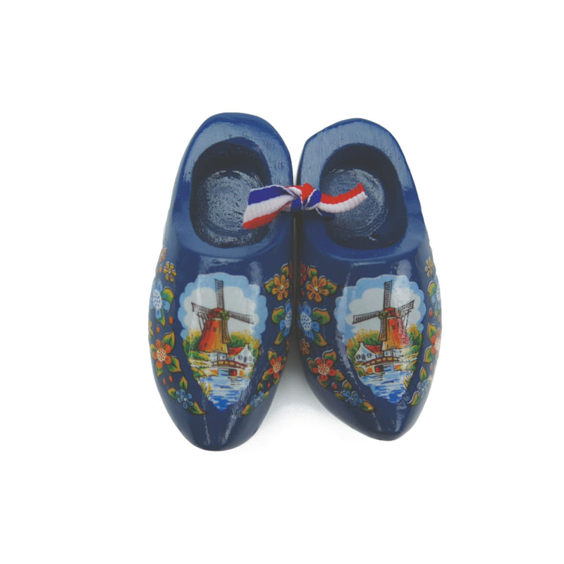 Dutch Decorative Wooden Shoe Clogs Landscape Design Blue 4"