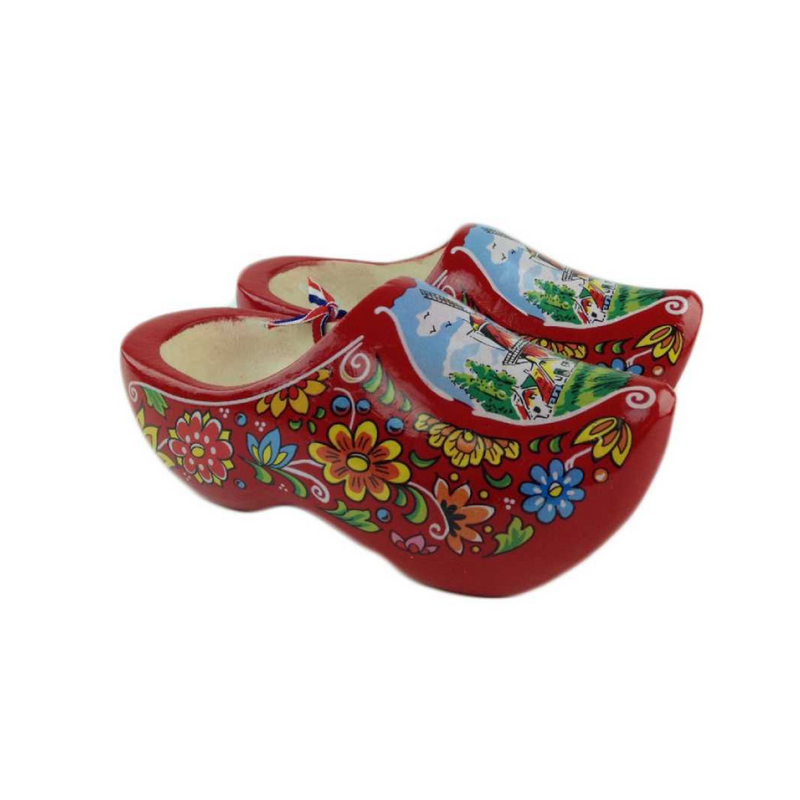 Dutch  Shoe Clogs w/ Windmill Design Red- 4.25"