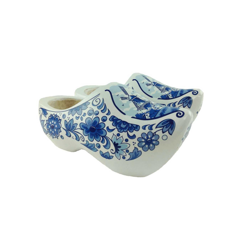 Dutch  Shoe Clogs w/ Windmill Blue & White Design-7"