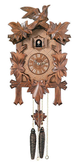 Traditional German Cuckoo Clock with Five Hand-carved Maple Leaves and One Bird-14" Tall - OktoberfestHaus.com
