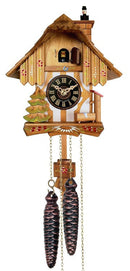 One Day Chalet Style German Cuckoo Clock with Chimney Sweeper that Pops In and Out of the Chimney 9" Tall - OktoberfestHaus.com
