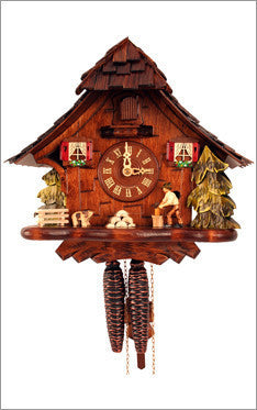 Black Forest 1 day German Cuckoo Clock with Woodchopper and Gongs - OktoberfestHaus.com
