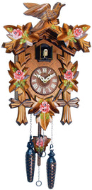 Black Forest Carved German Cuckoo Clock with Red Flowers - OktoberfestHaus.com
