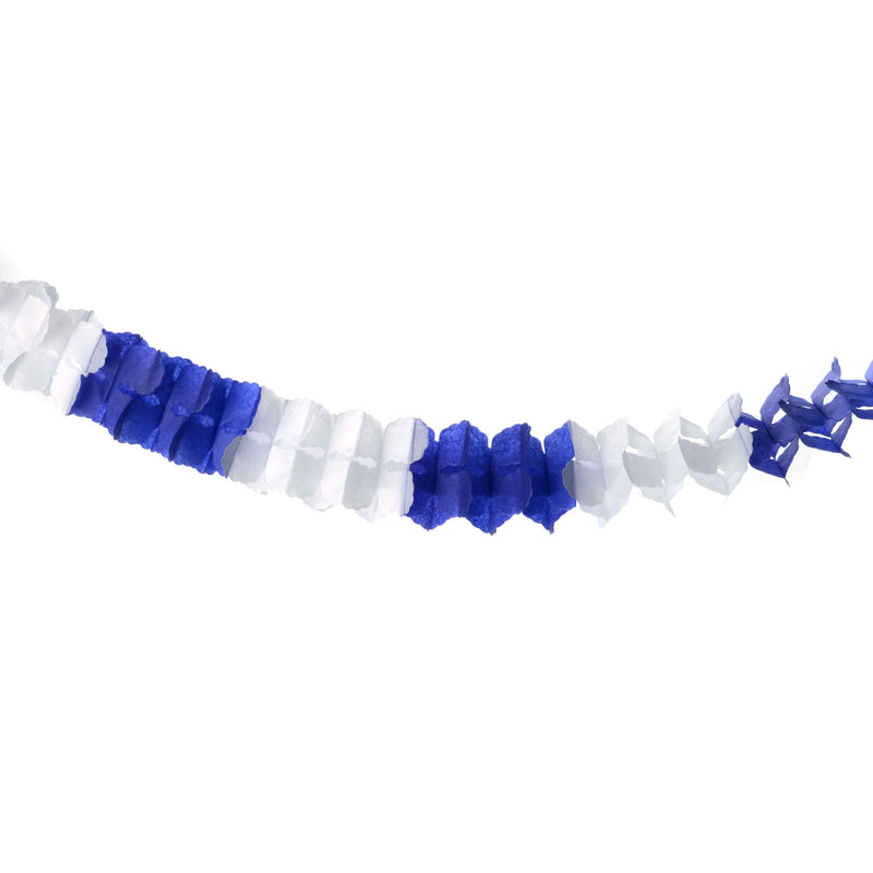 Blue and White Oktoberfest Tissue Garland Party Decorations 12 feet long - OktoberfestHaus.com
 - 3