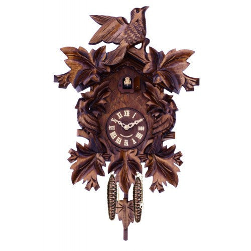 Cuckoo Clock With Seven Hand-Carved Maple Leaves And Three Birds - 16 Inches Tall - OktoberfestHaus.com
 - 1