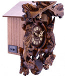Hunter's Cuckoo Clock With Hand-Carved Oak Leaves, Bunny, Bird, And Crossed Rifles, And Buck - 16 Inches Tall - OktoberfestHaus.com
 - 2