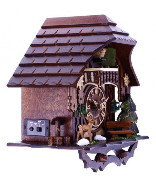 Musical Cuckoo Clock Cottage With Deer, Water Pump, And Tree- 10 Inches Tall - OktoberfestHaus.com
 - 3