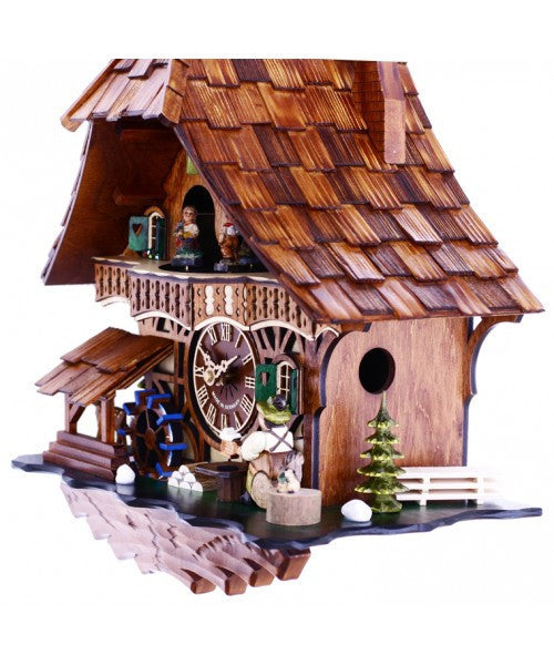 Musical Black Forest Cuckoo Clock With Dancers, Waterwheel, And Beer Drinker - 14 Inches Tall - OktoberfestHaus.com
 - 3