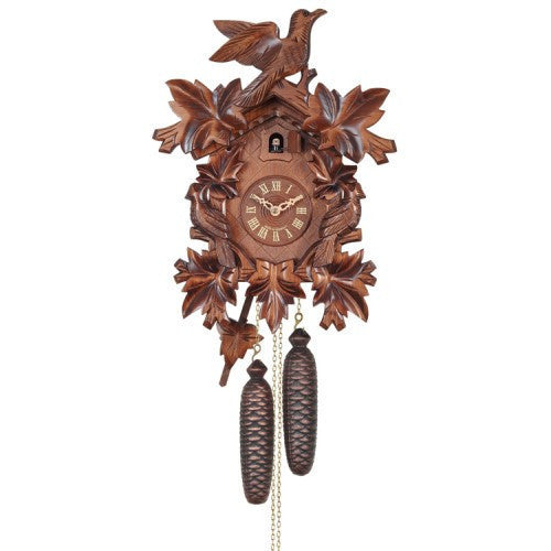 8-Day Cuckoo Clock With Three Hand-Carved Birds And Seven Leaves - OktoberfestHaus.com
