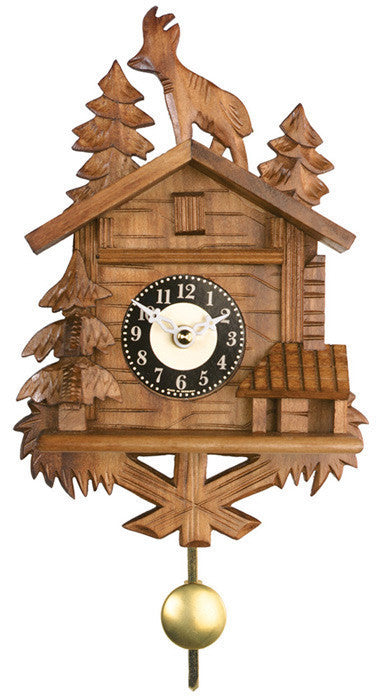 Quartz Novelty Clock - Chalet with Billy Goat on Roof - 8 Inches Tall - OktoberfestHaus.com
