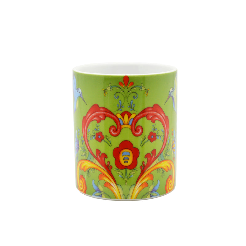Rosemaling Green Design Ceramic Coffee Mug - 2 - OktoberfestHaus.com