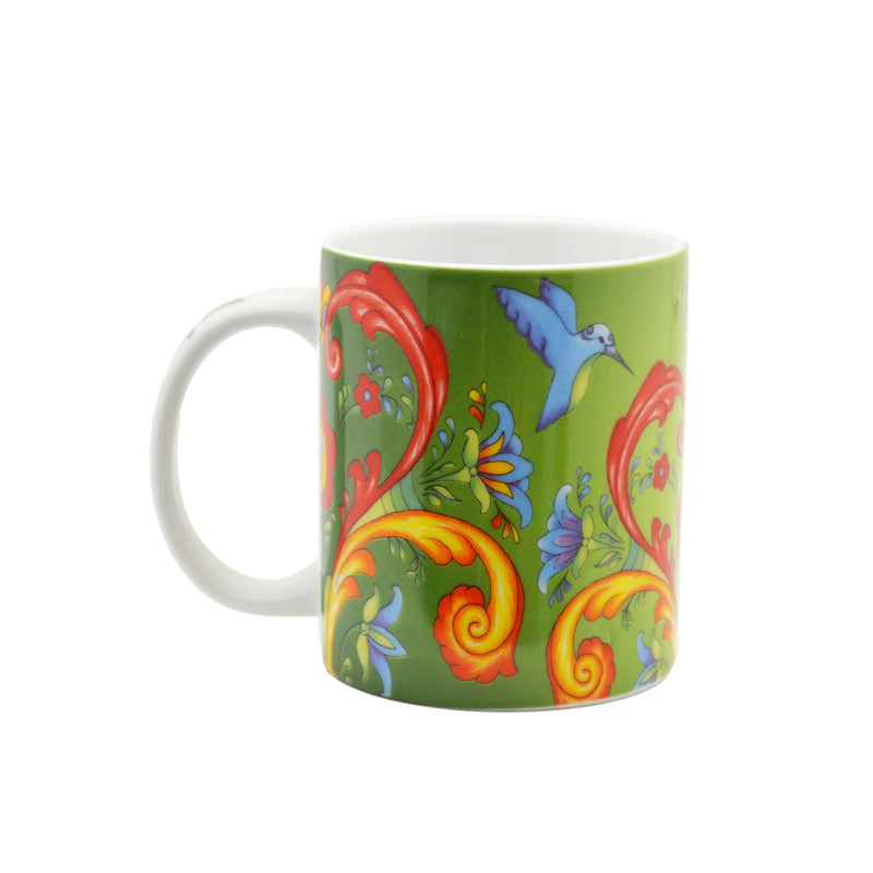 Rosemaling Green Design Ceramic Coffee Mug - 1  - OktoberfestHaus.com