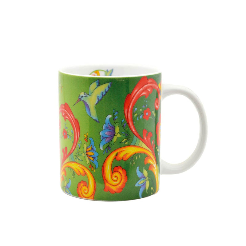 Dutch Green Rosemaling Ceramic Coffee Cup