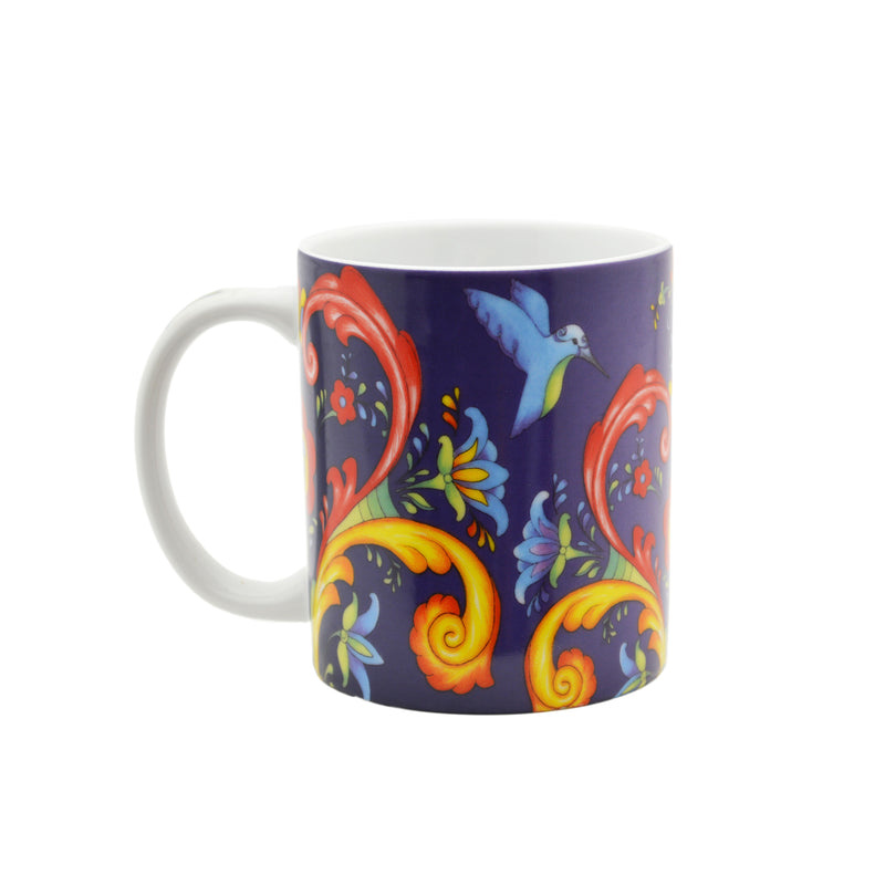 Rosemaling Blue Design Ceramic Coffee Mug - 4 - OktoberfestHaus.com