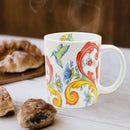 Dutch White Rosemaling Ceramic Coffee Cup