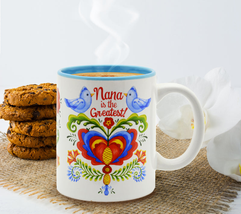 "Nana is the Greatest" - Bird Design Ceramic Coffee Mug