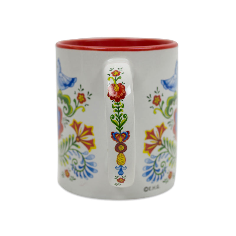 Artistic Lovebirds and Rosemaling Ceramic Coffee Cup