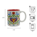 Artistic Lovebirds and Rosemaling Ceramic Coffee Cup