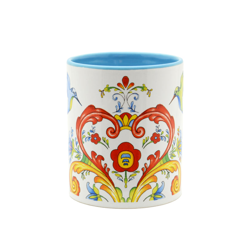 Rosemaling & Hummingbird Ceramic Coffee Mug - 3 - OktoberfestHaus.com