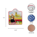 Dutch-Tulip Girl Cheeseboard w/ Cork Backing