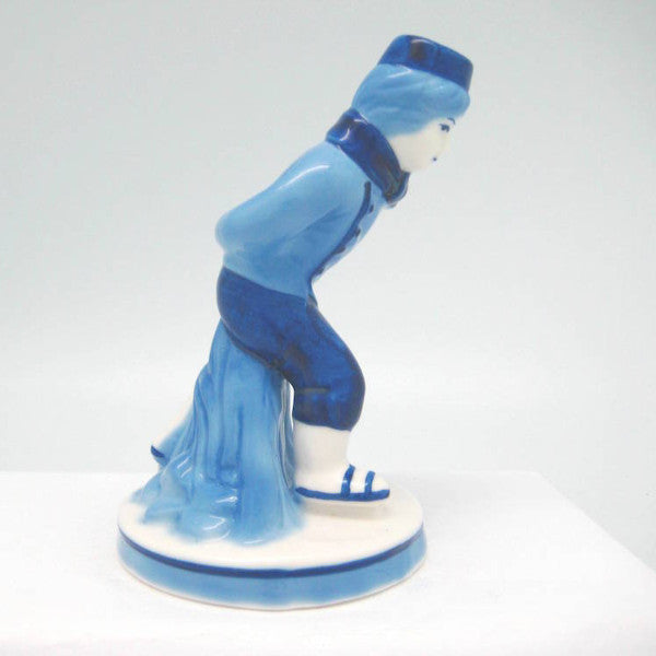 Blue and White Figurine: Dutch Boy Skater - OktoberfestHaus.com
 - 2
