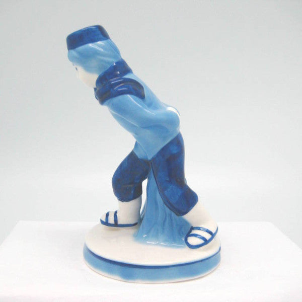 Blue and White Figurine: Dutch Boy Skater - OktoberfestHaus.com
 - 3