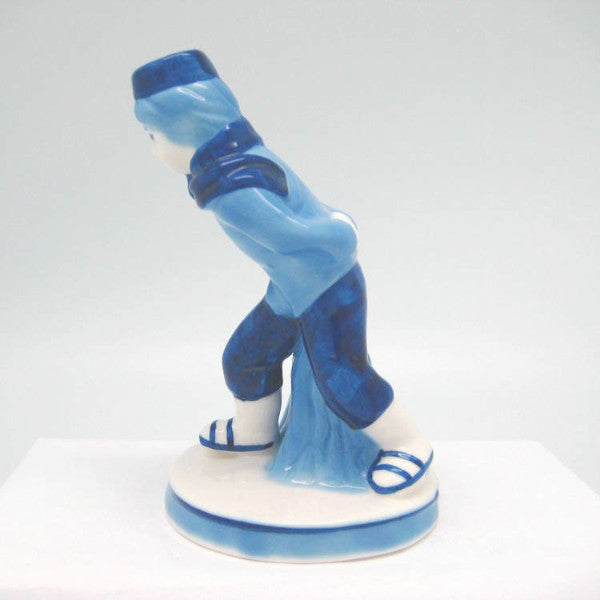 Blue and White Figurine: Dutch Boy Skater - OktoberfestHaus.com
 - 3