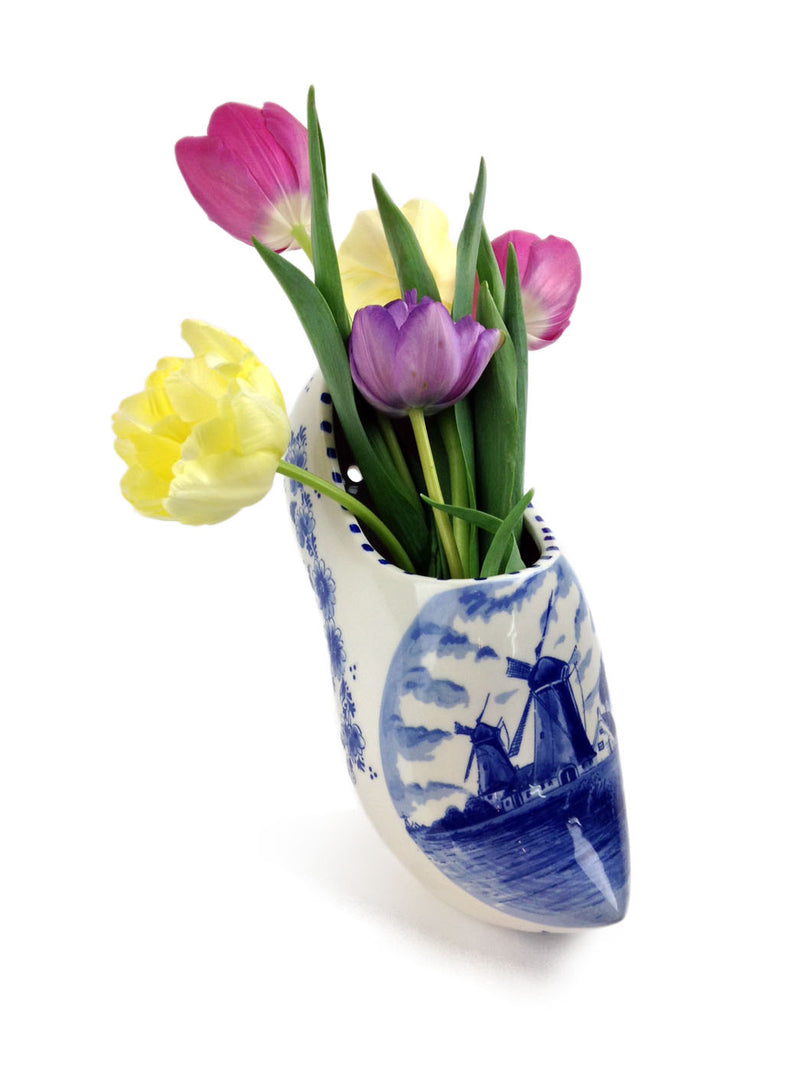 Large Single Ceramic Ornamental Delft Wooden Shoe - DutchGiftOutlet.com