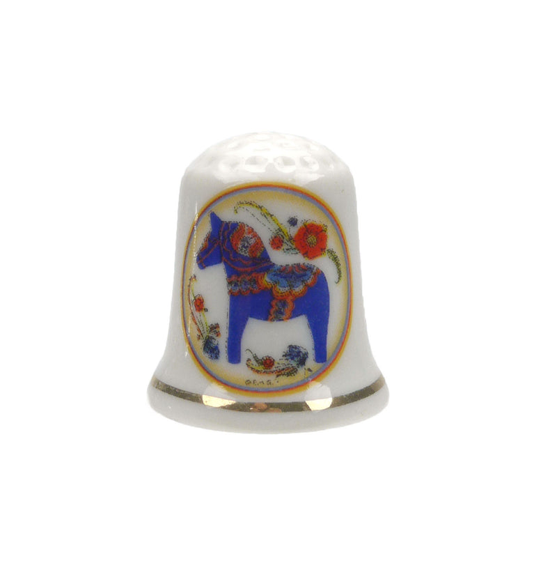 Dala Horse Souvenir Thimble Blue - OktoberfestHaus.com
 - 1