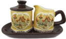 European Village Scene Ceramic Sugar & Creamer Set - DutchGiftOutlet