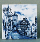 German Collectible Rothenberg Scene Blue Tile - OktoberfestHaus.com
 - 1