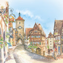 German Tile Collectible Rothenberg Scene Color - OktoberfestHaus.com
 - 1
