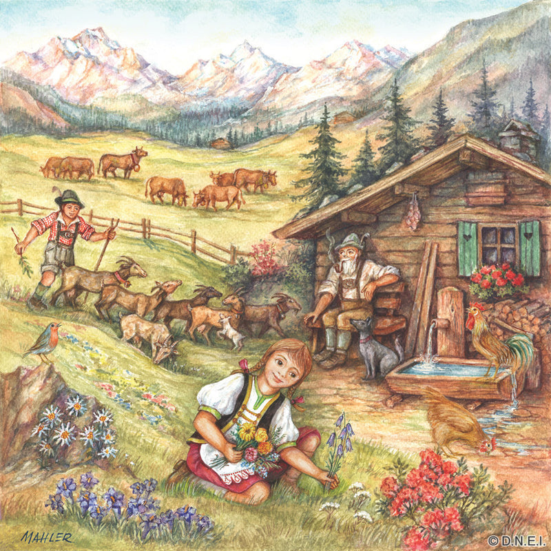 Heidi Alpine Scene " Ceramic Tile - OktoberfestHaus.com
 - 1