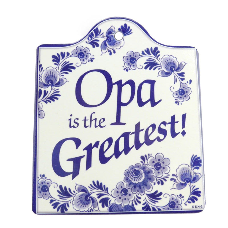 Decorative Delft Blue Cheeseboard: Opa Is the Greatest