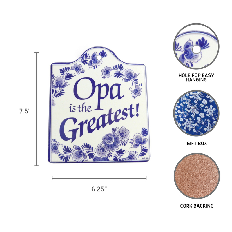 Decorative Delft Blue Cheeseboard: Opa Is the Greatest