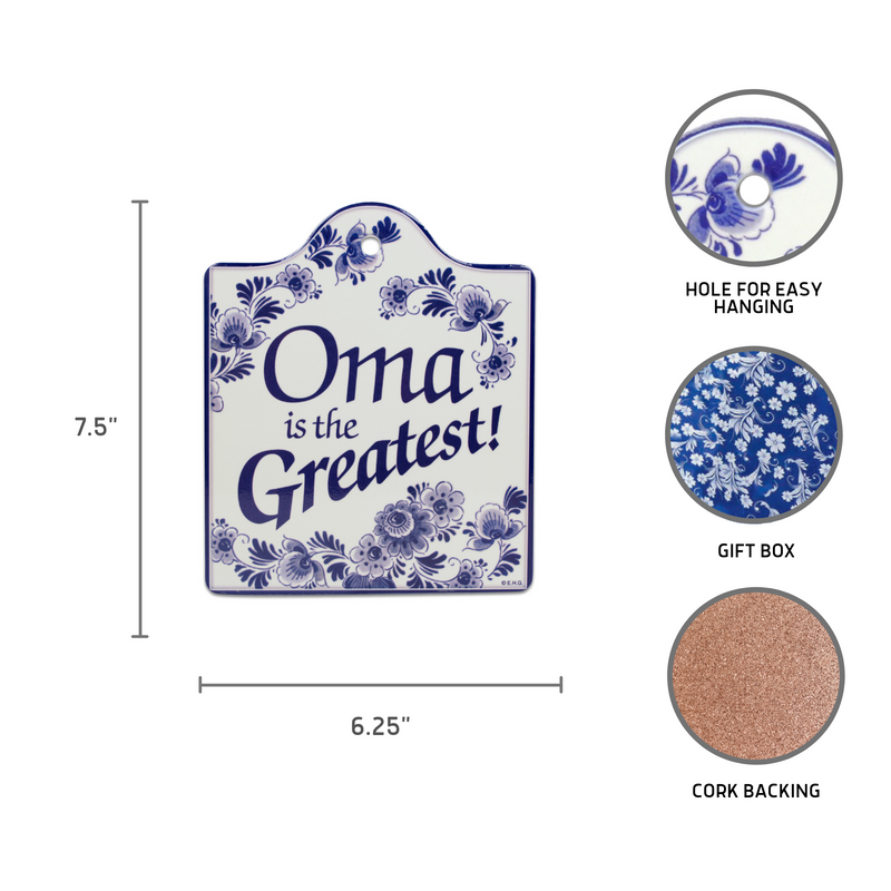 Decorative Delft Blue Cheeseboard: Oma Is the Greatest