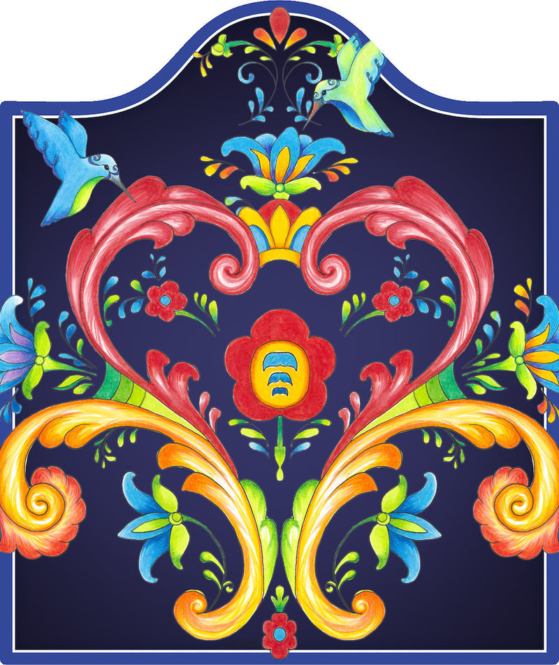 Blue Rosemaling Ceramic Cheeseboard Trivet - 1 - OktoberfestHaus.com