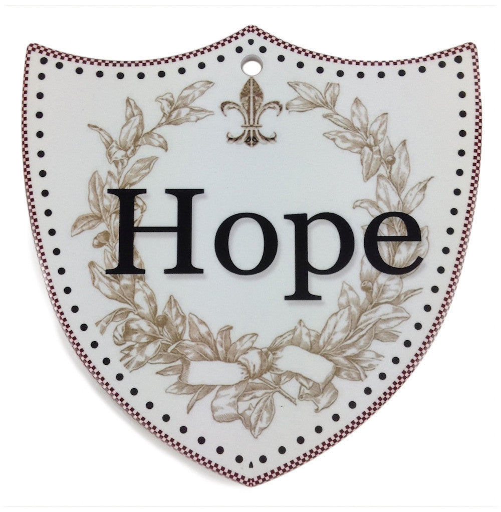 Ceramic Shield Wall Decor: Hope