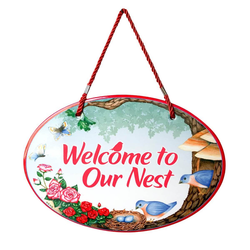 Door Signs: Welcome To Our Nest Bird Design