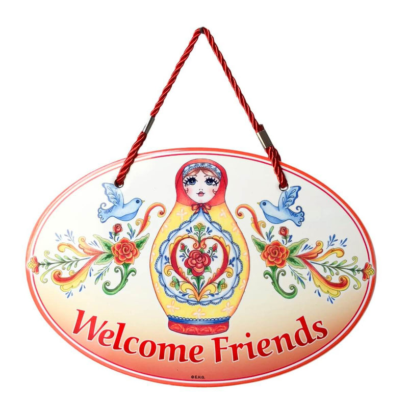 Russian Nesting Doll "Welcome" Decor Door Sign